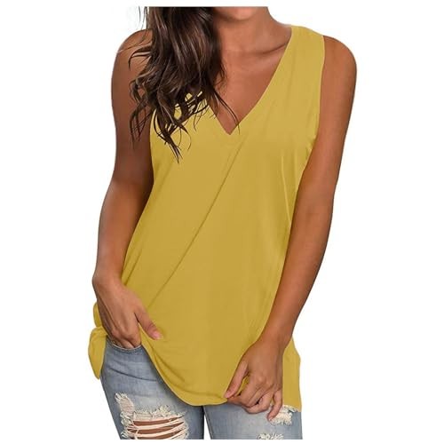 thumbnail image 2 of Camisa sin mangas con cuello en V para mujer para el verano: top informal oversize, poliéster/spandex, moda playera, tallas S-XXXXXL., 2 of 4